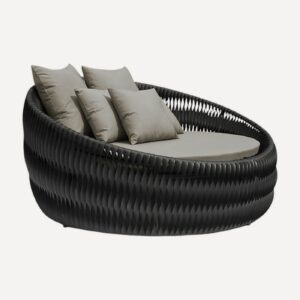 Chaise Bonete em alumínio com trama de corda náutica, móvel de área externa Soft Garden