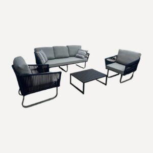 Conjunto Justa em alumínio e corda náutica, móvel de área externa Soft Garden