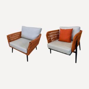Poltrona Toninhas em alumínio com corda náutica, móvel de área externa Soft Garden